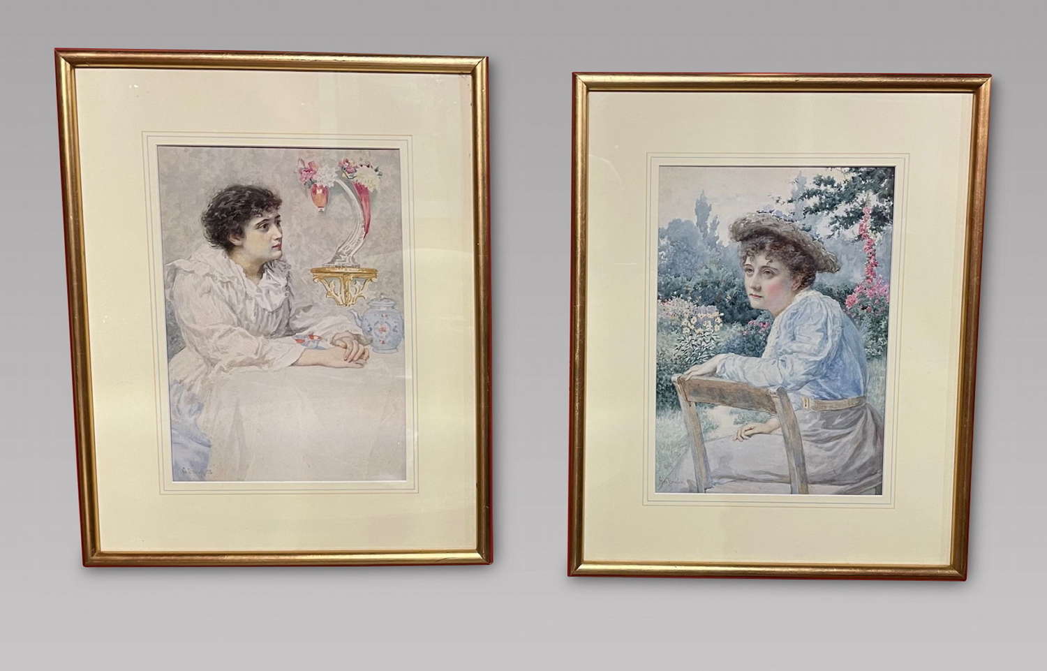 George Brown - Watercolours - Sisters 1895