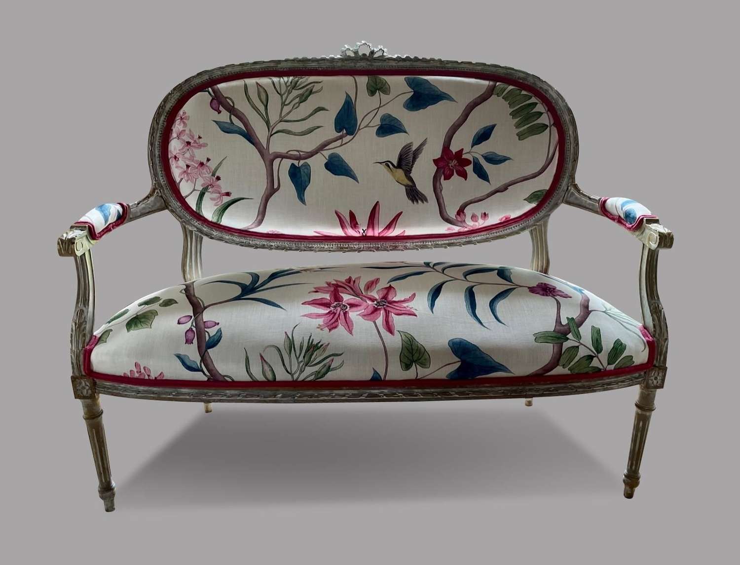 French 19th Century Limed Wood Sofa