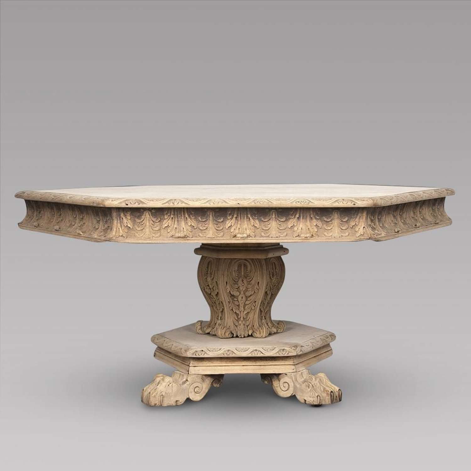 19th Century Bleached Oak Centre Table with Sunburst Top