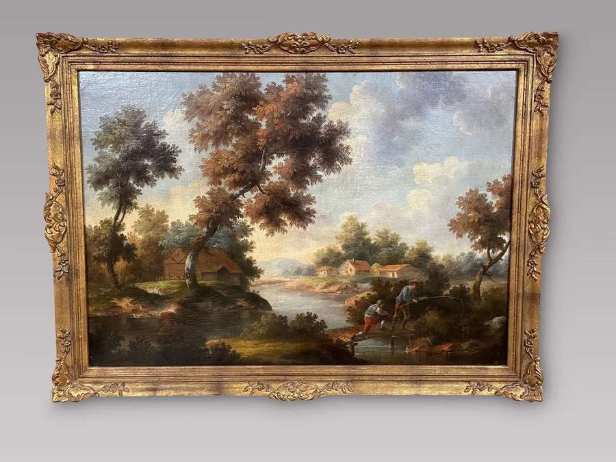 English School, Oil on Canvas - Lovely 19th Century Landscape Scene