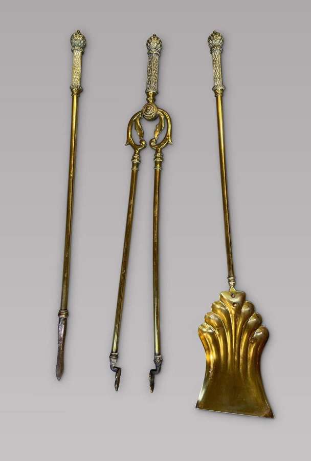 A Set of Attractive Brass Fire Irons