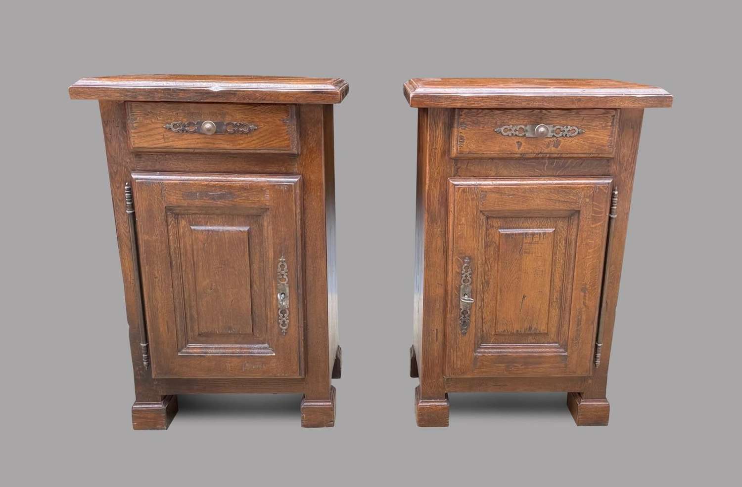 Pair of Oak Bedside Tables / Cupboards