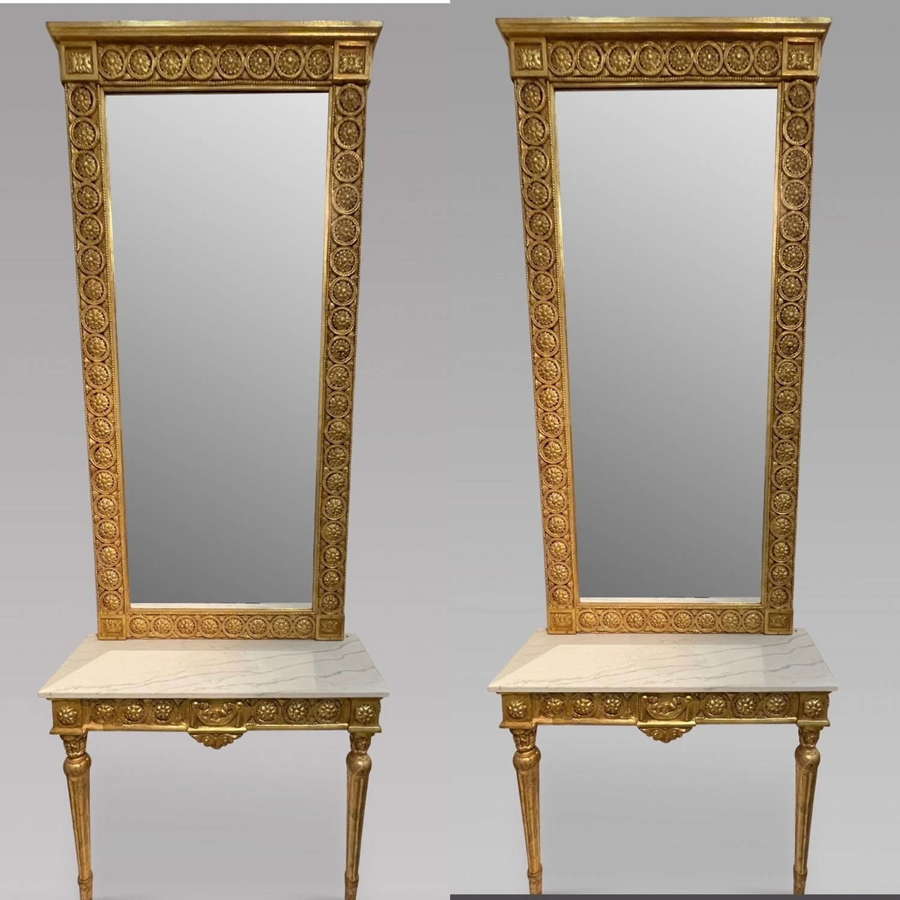 A Pair Of 19th Century Gilt Console Tables and Mirrors