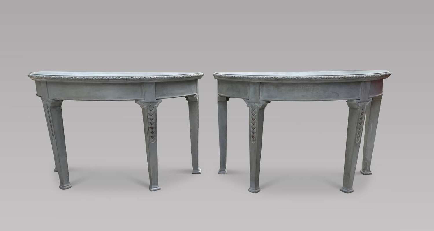 Pair of Painted Walnut Console Tables