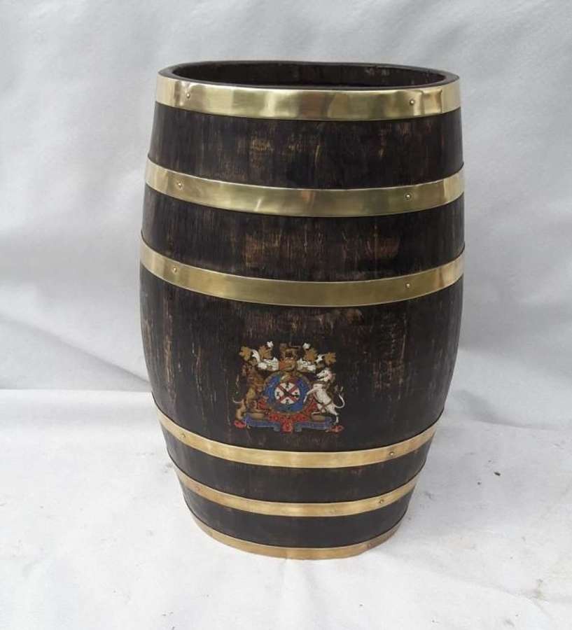 19th Century Brass Bound Oak Barrel Stick Stand