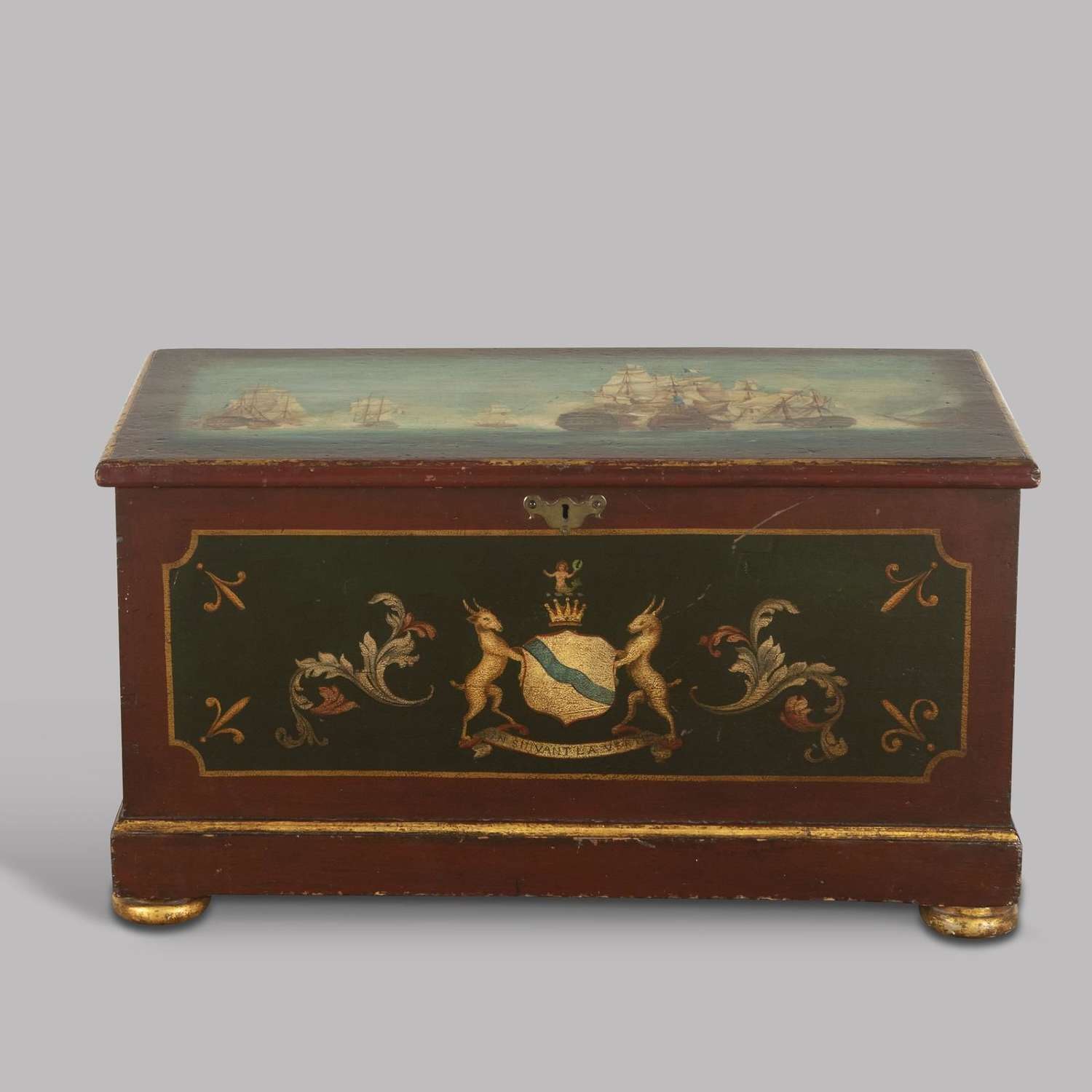 Early 19th Century Painted Pine Trunk