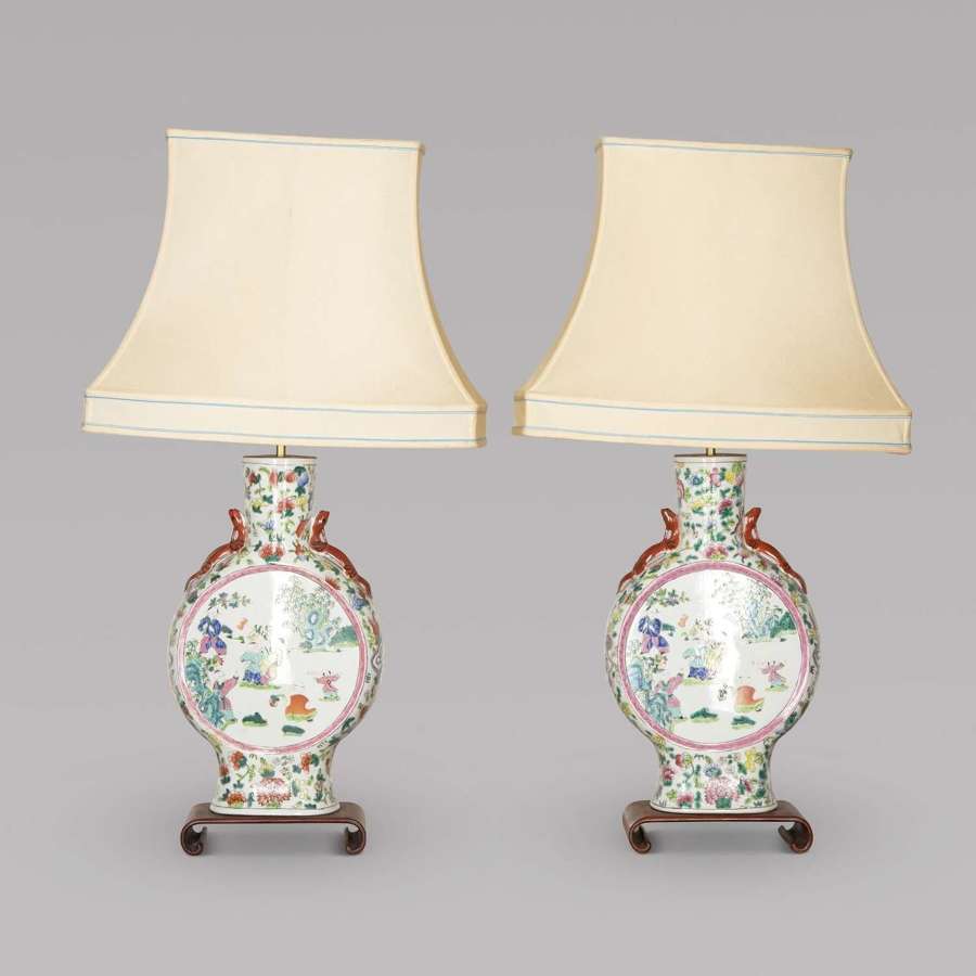 Pair of 20th Century Chinese 'Famille Rose' Table Lamps
