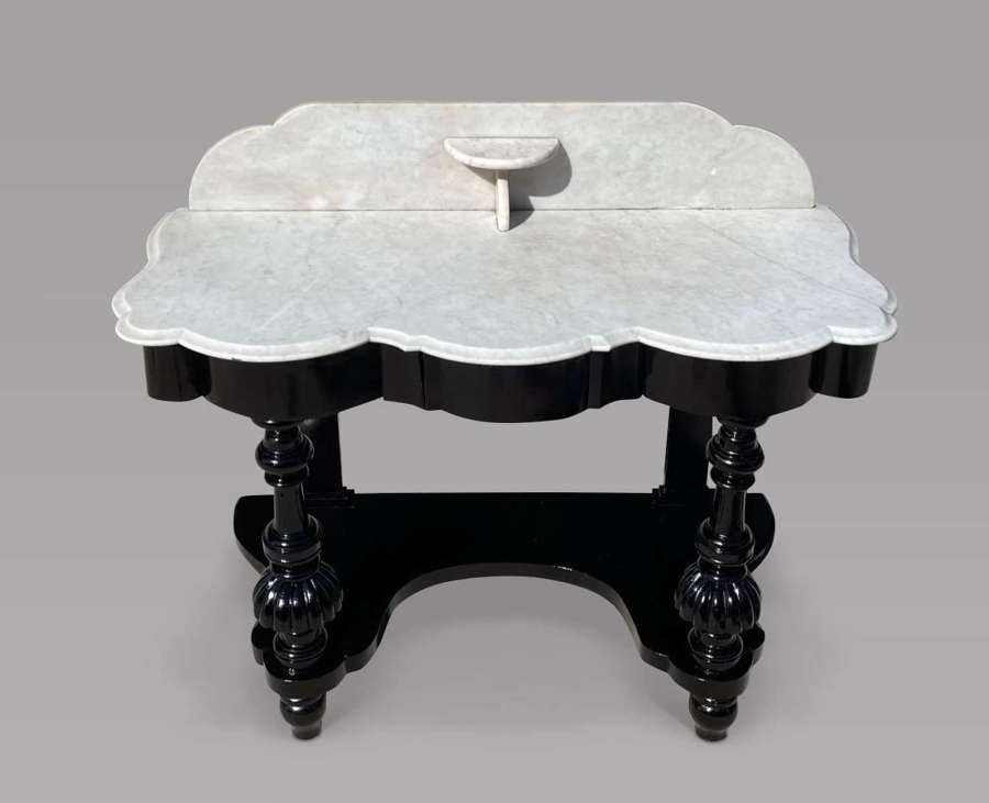 Serpentine Ebonised Marble Topped Table