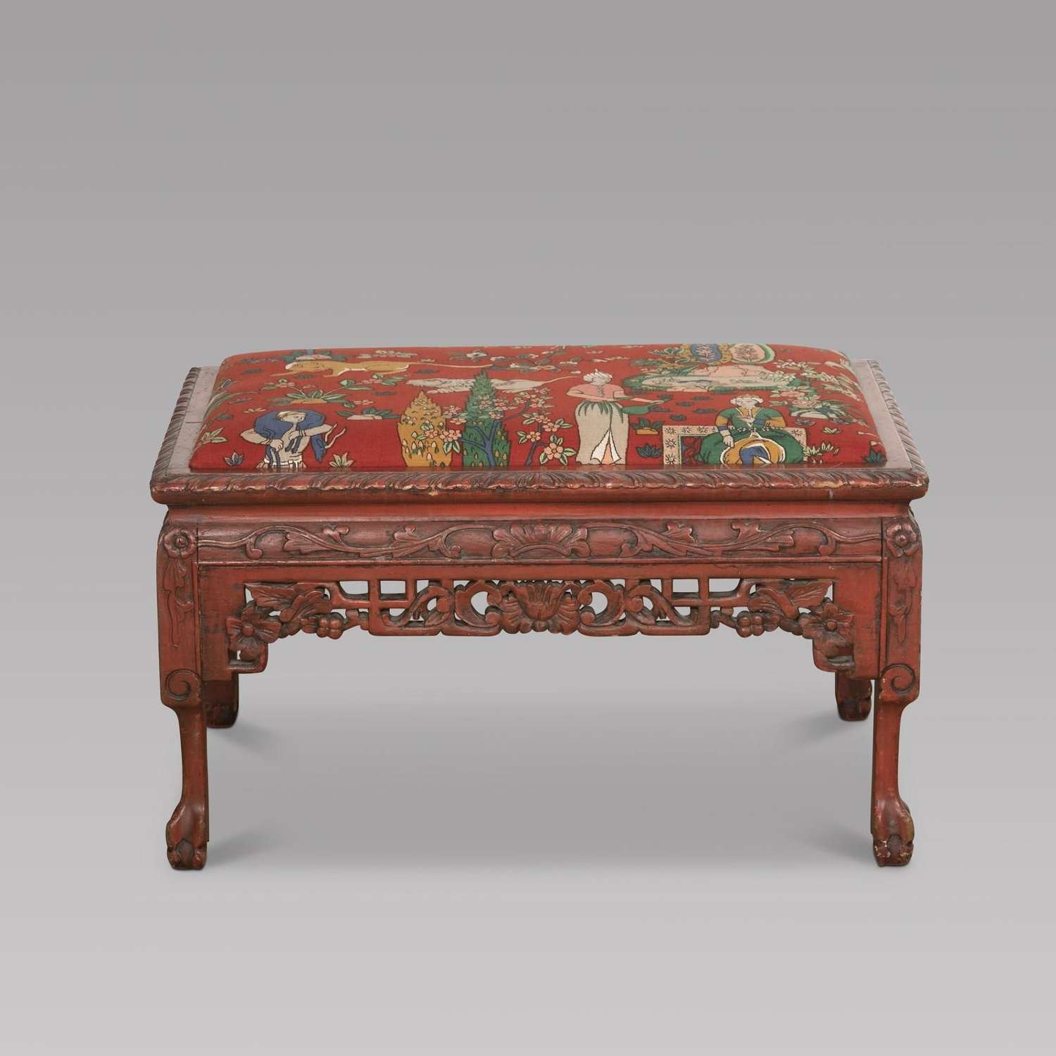 A Red Chinese Style 20th Century Stool