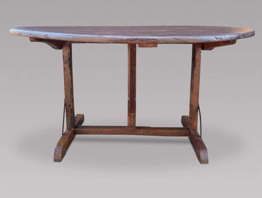 Early 19th Century French Rustic Fruitwood Vendange Tilt Top Table