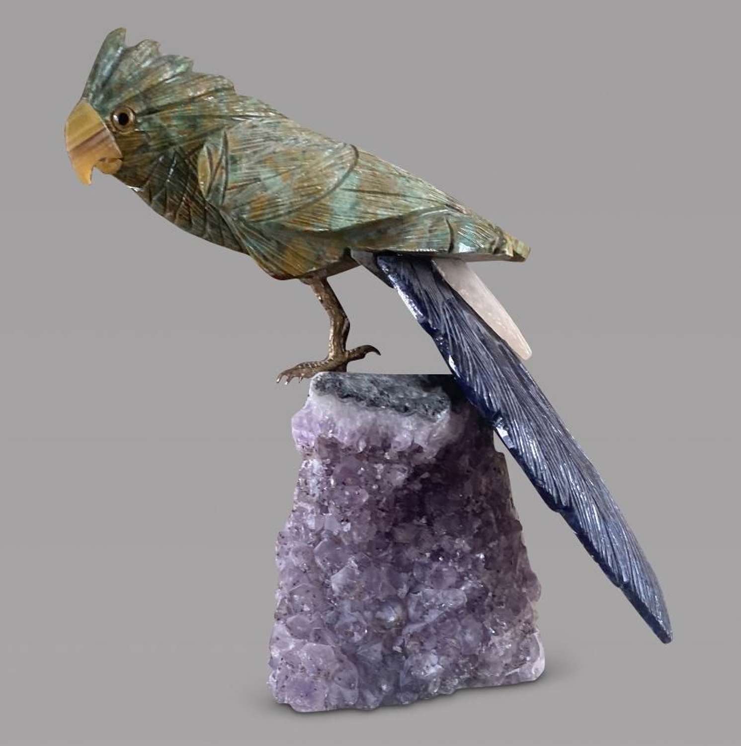 Hand Carved Semi Precious Stone Cockatoo