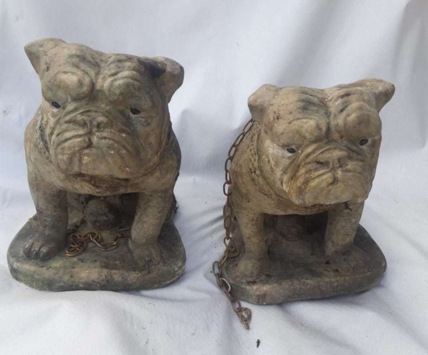Pair of Attractive Stone Bulldogs