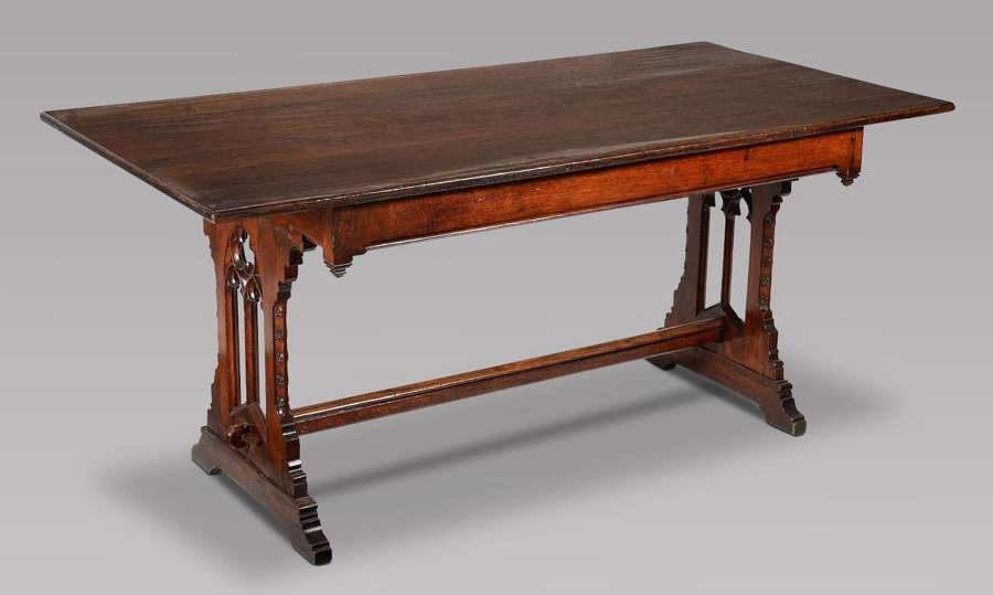 Victorian Oak Gothic Revival Table c.1860