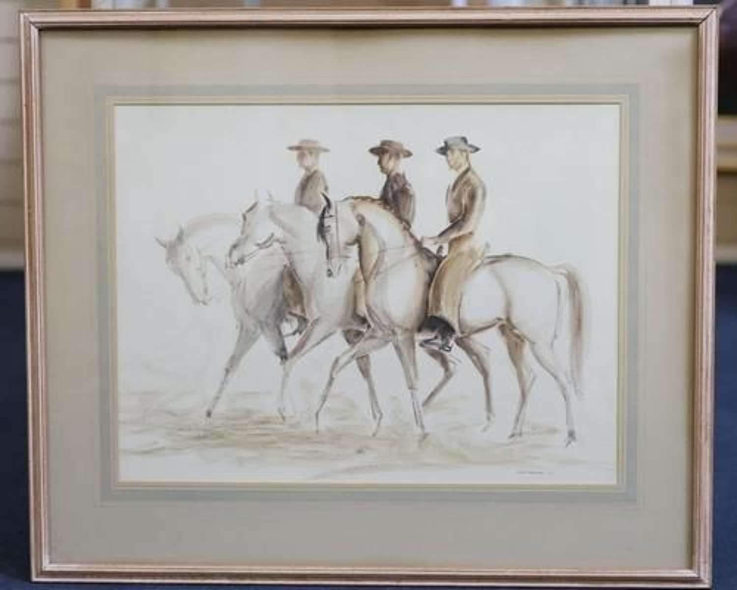 John Skeaping - Three Spanish Horseman - Watercolour
