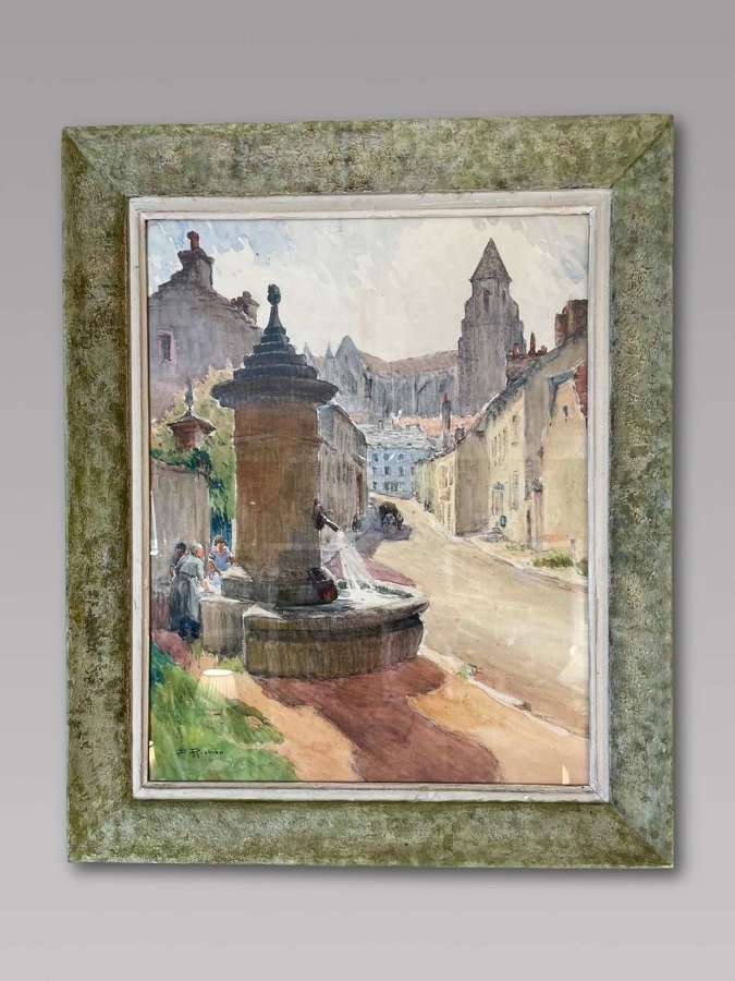 D Richier - Watercolour - French Village Scene - Signed