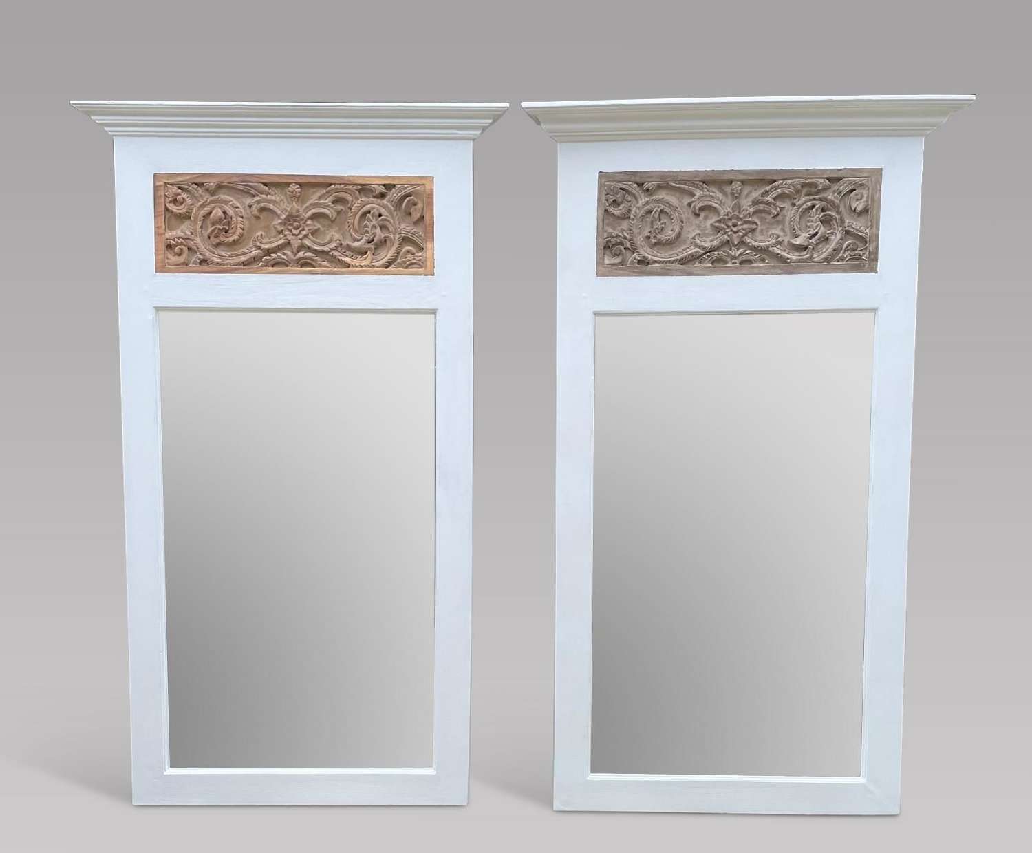 Pair of Highly Decorative Painted Pier Mirrors