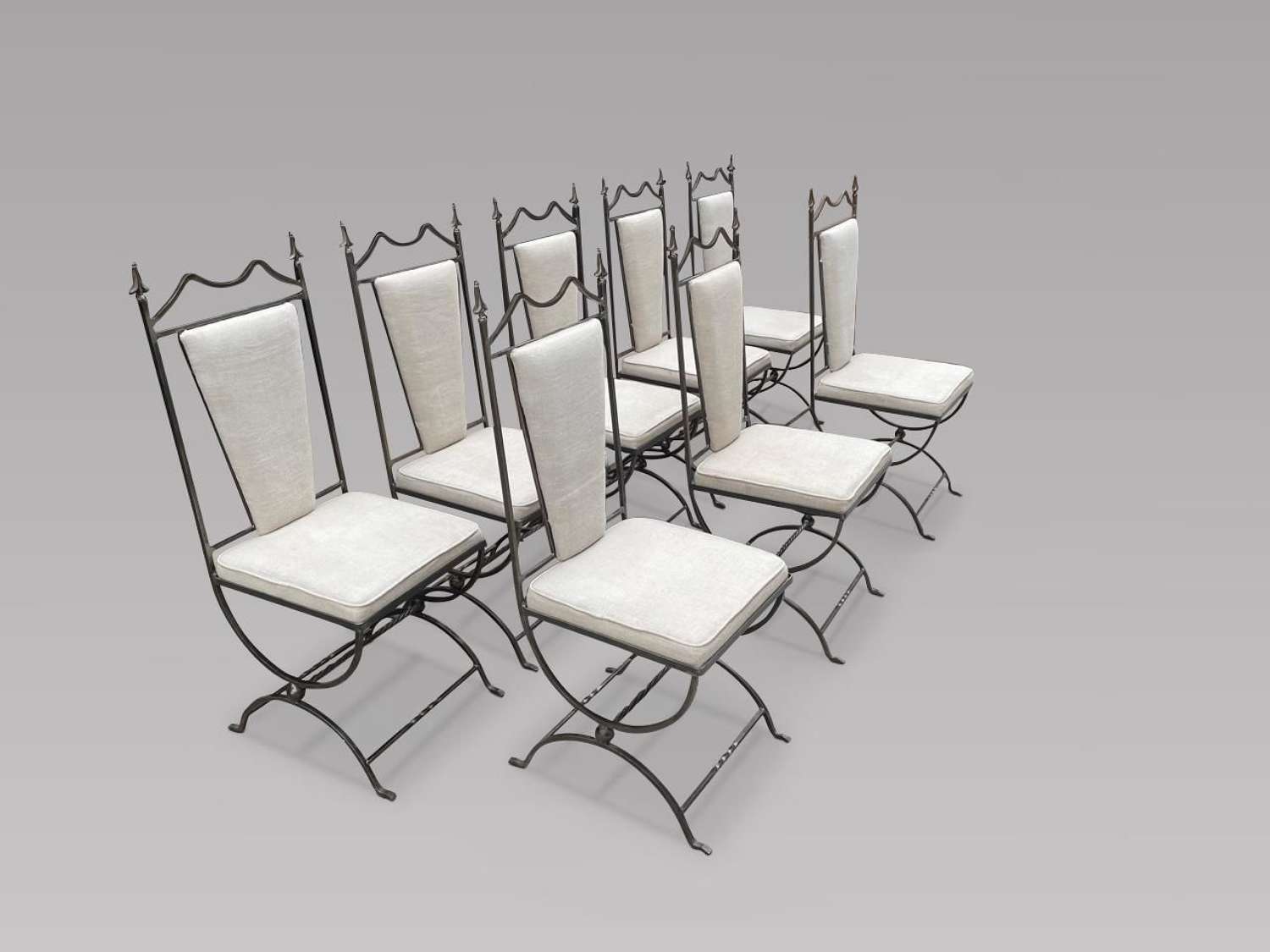 Set of Eight Steel Framed Chairs