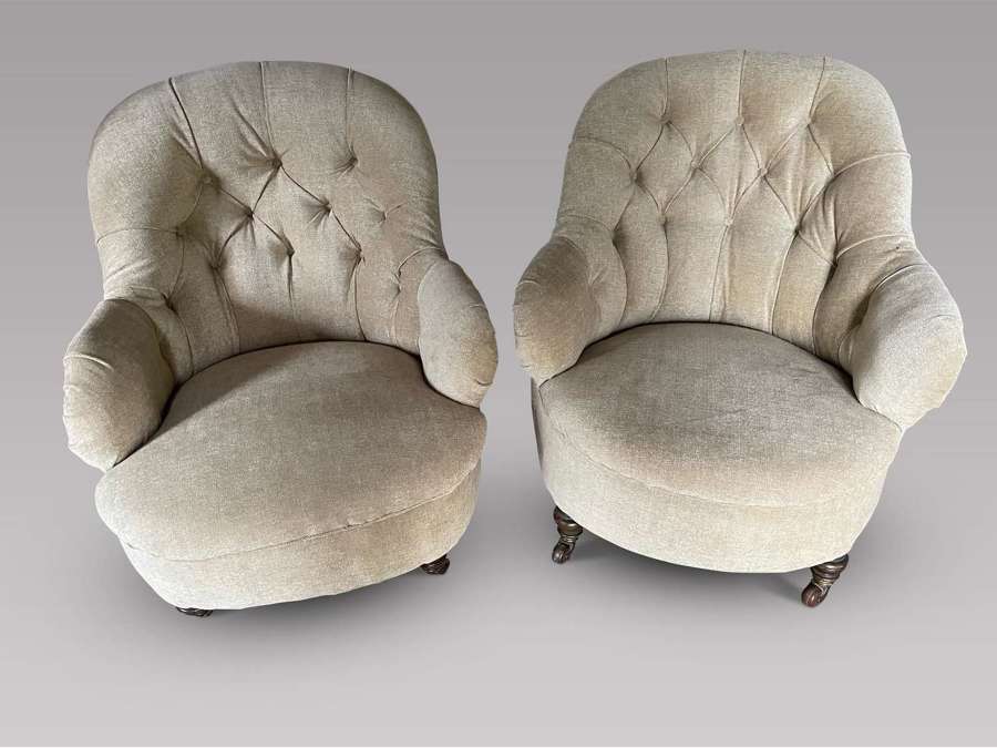 Pair of Low Button Back Chairs