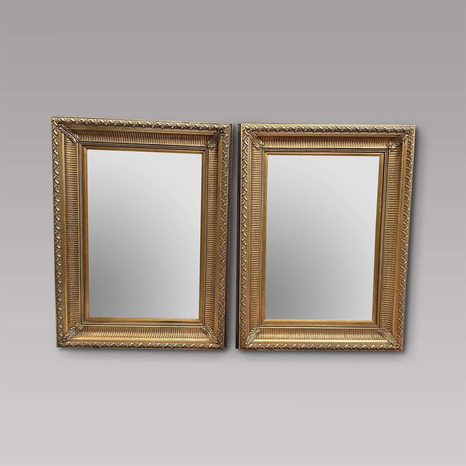 Pair of Large Wall Mirrors with Bevelled Plates