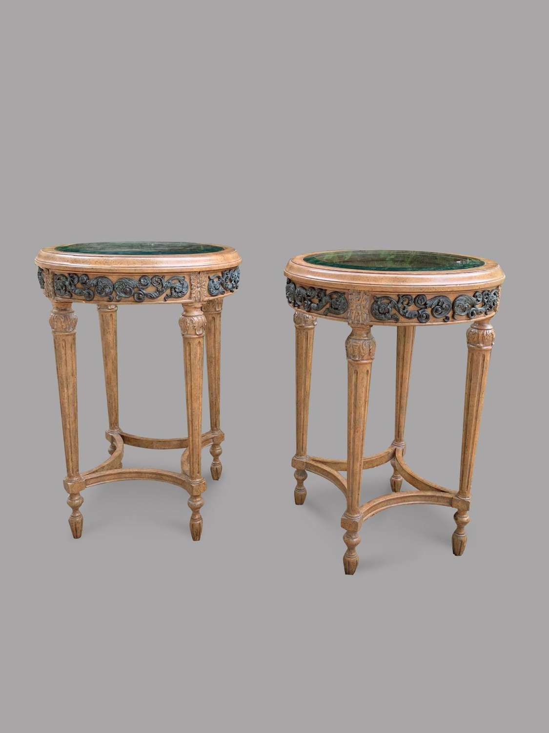 A Pair of Maitland Smith (philippines) French Style Circular Glass Top