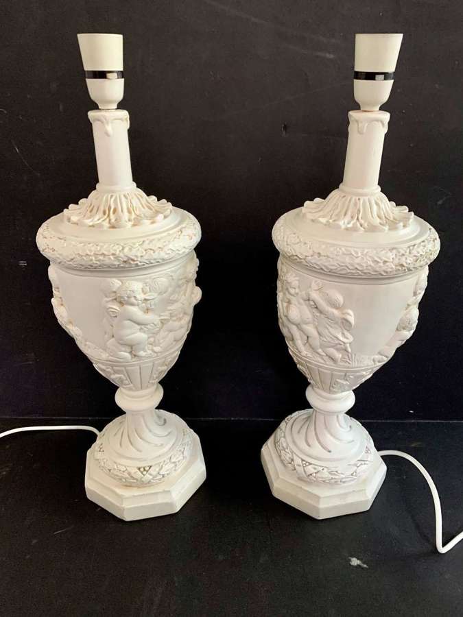 Pair of Plaster Moulded Lamps c.1930