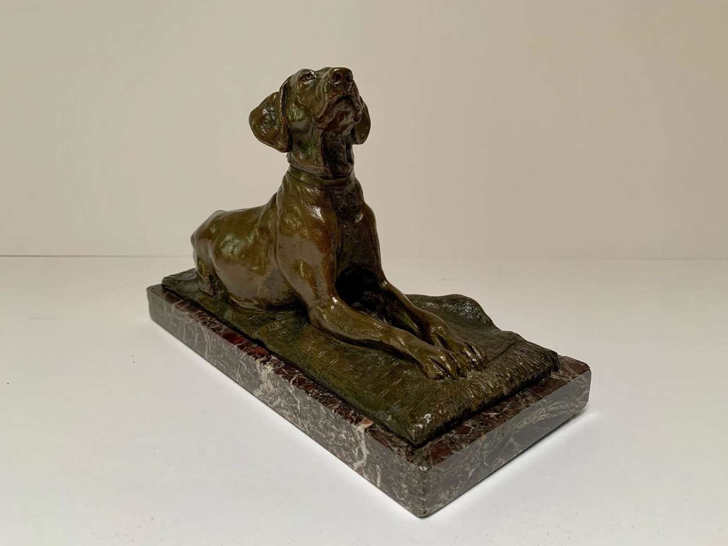 19th Century Bronze Figure of a Hound on a Rug