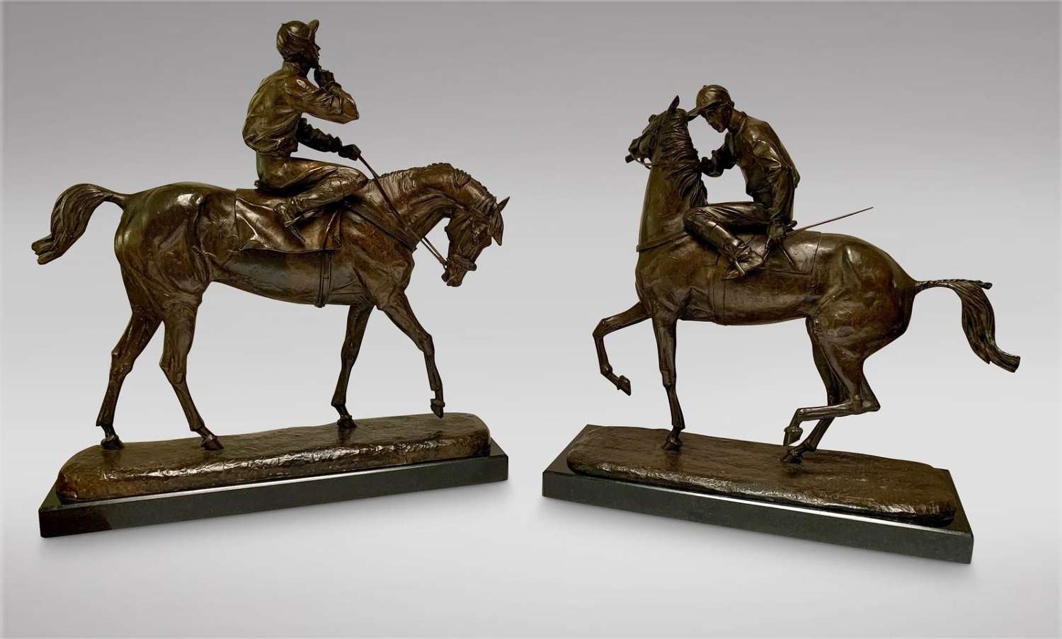 A. Tchernochtchekov - Bronze Pair of Horses %26 Jockeys