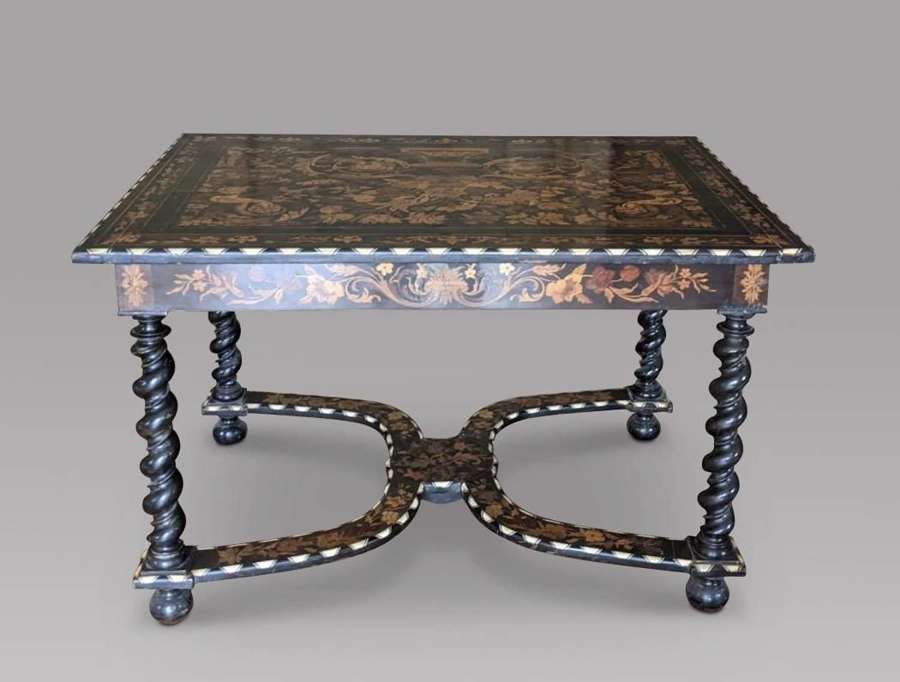 Dutch Rosewood, Marquetry, Ebony and Bone Inlay Centre Table