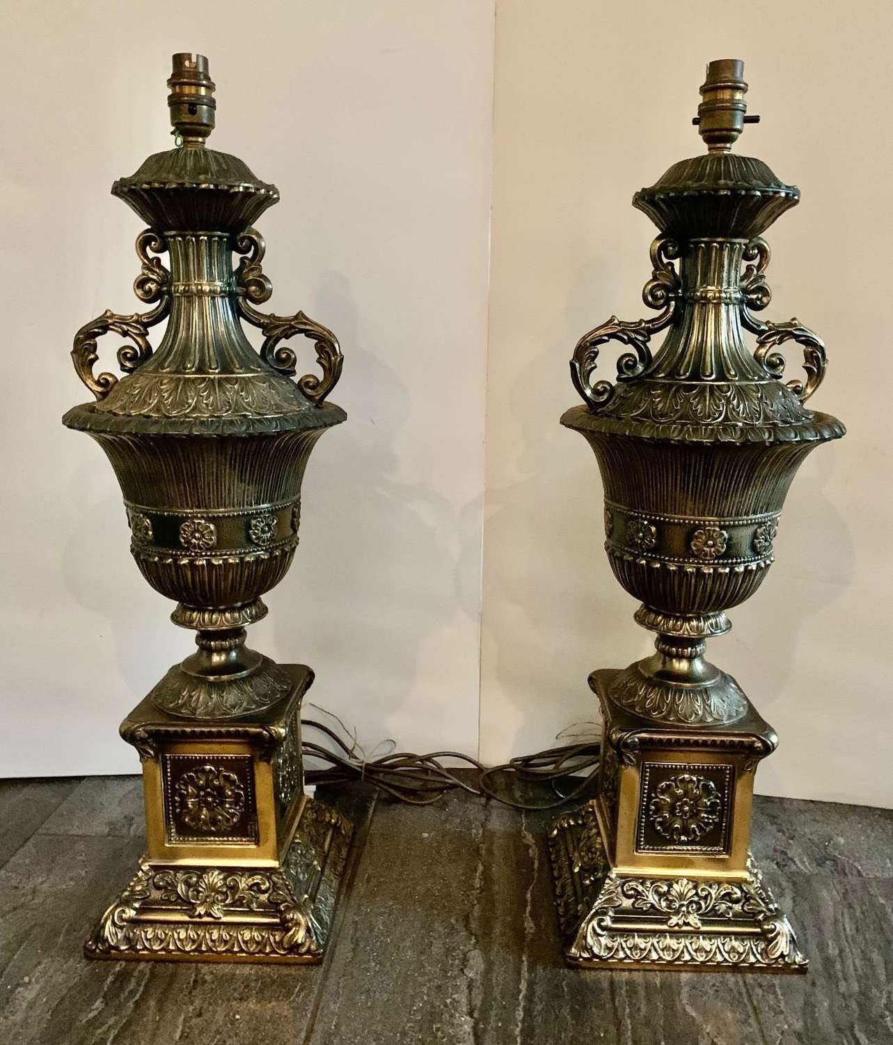 Pair of Gilt Large Decorative Lamps