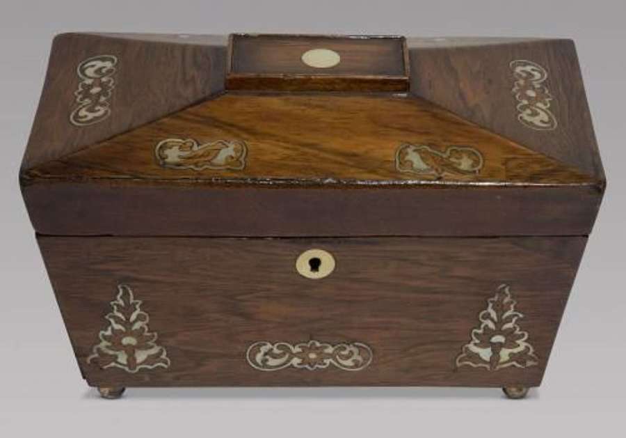 A 19thC Rosewood Box with Mother of Pearl