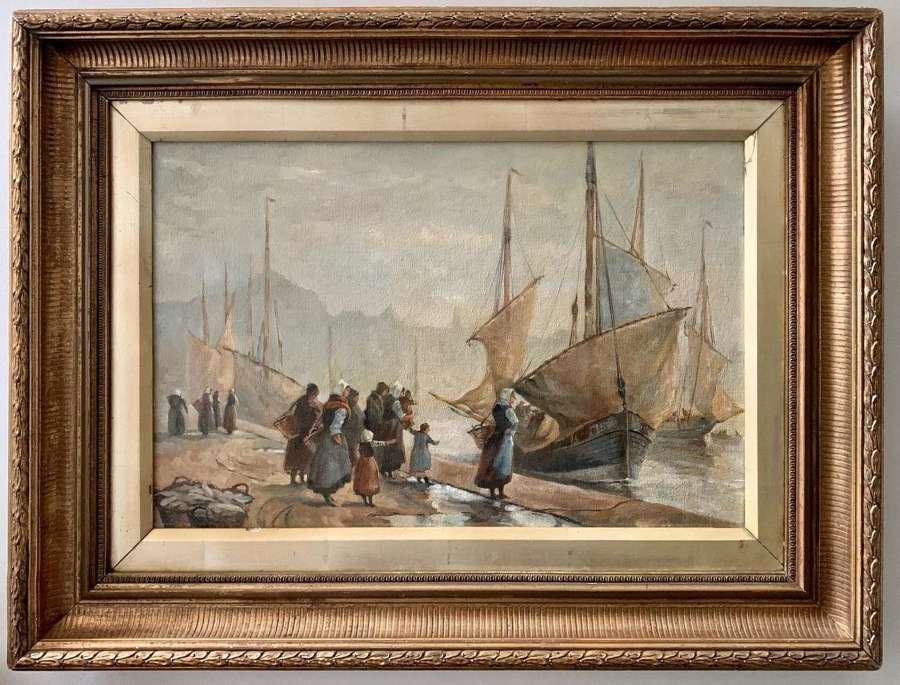 European School 19th Century Oil on Board, Coastal Scene