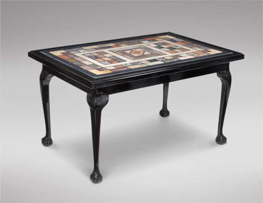 Black Lacquered Centre Table with Attractive Marble Inset