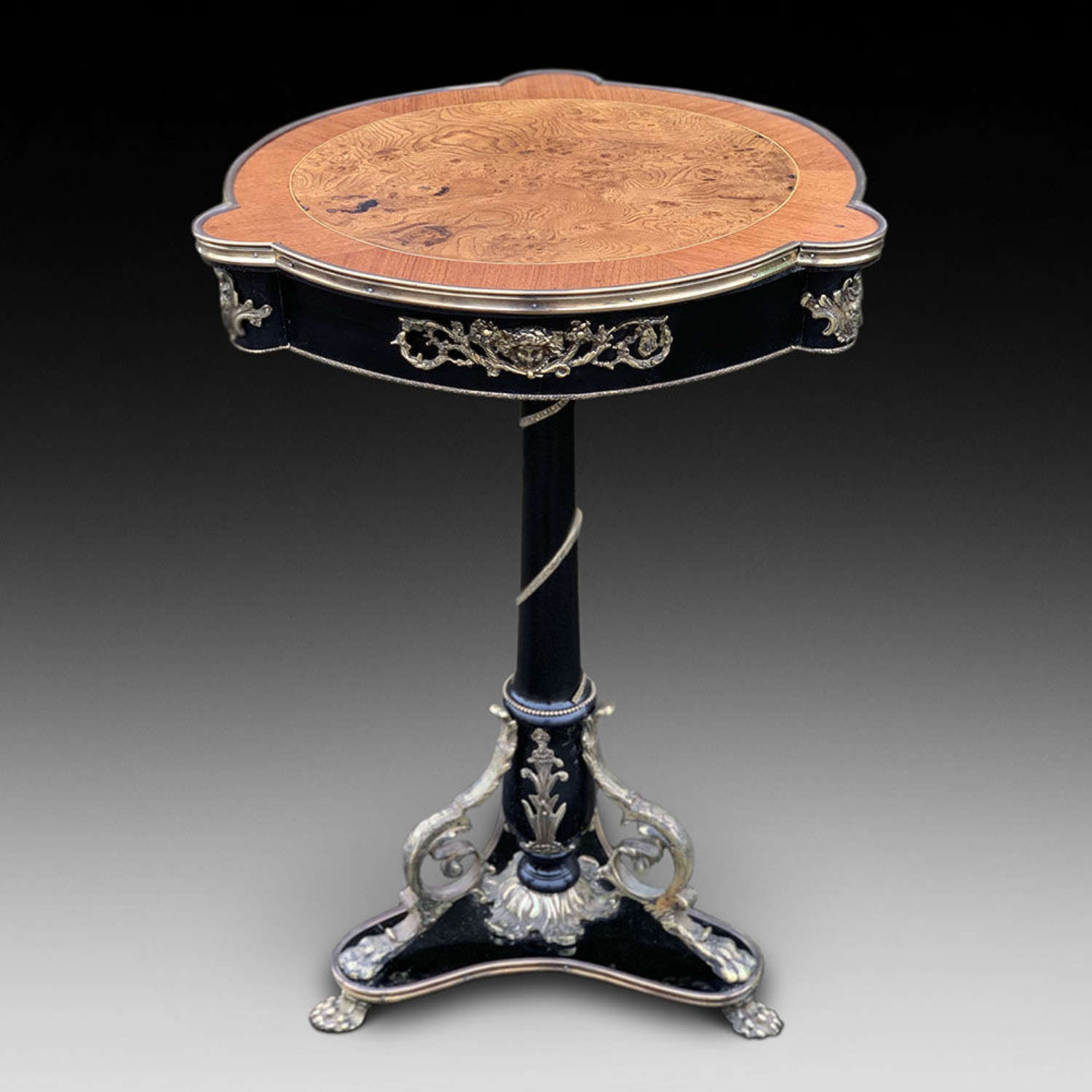 Elm Ebonised Occasional Table, Ca. 1880-1895