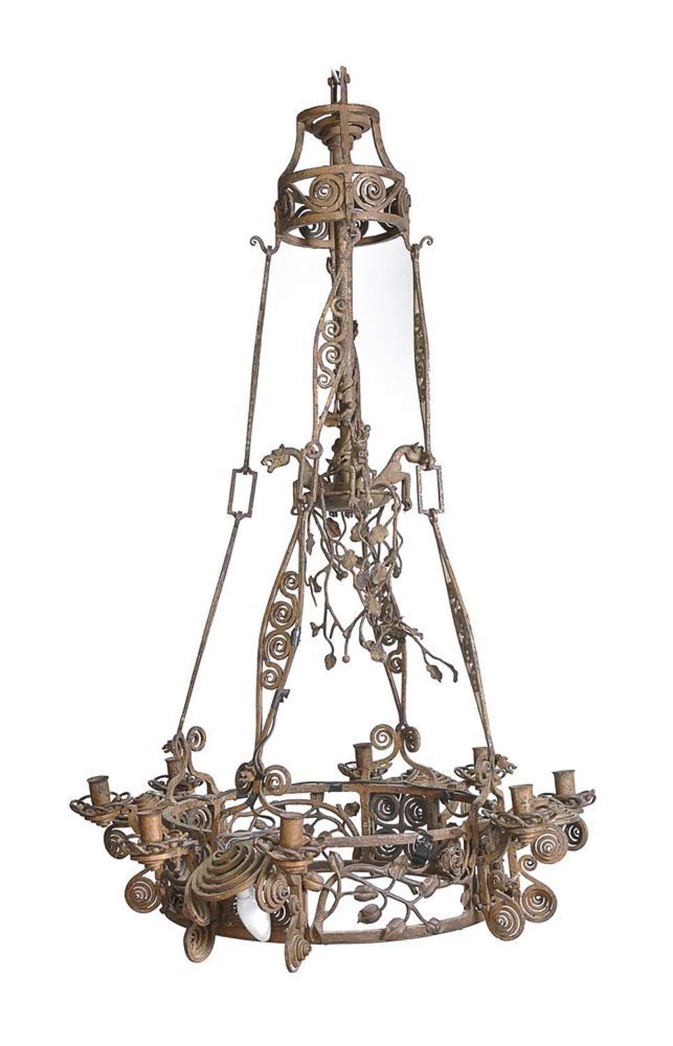 Continental Wrought Iron Chandelier c.1900