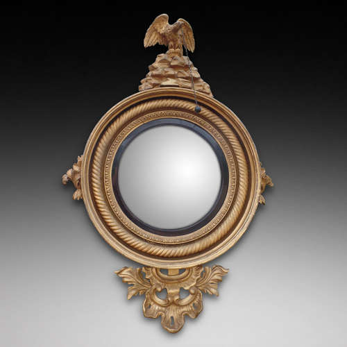 Original English Giltwood Convex Mirror c.1815