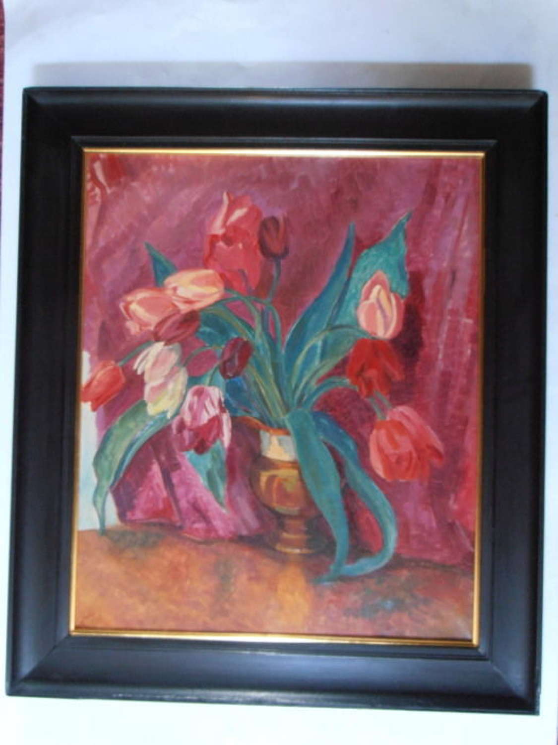 Nora Summers - Oil - Red Tulips in a Lustre Jug