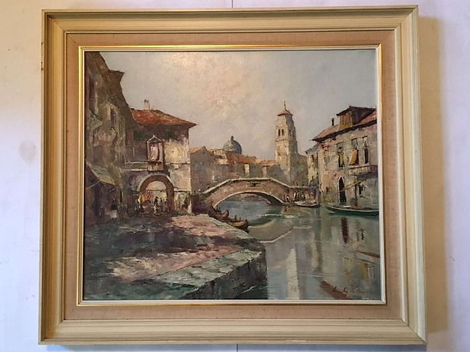 Venetian Canal Scene Oil on Canvas c.1950
