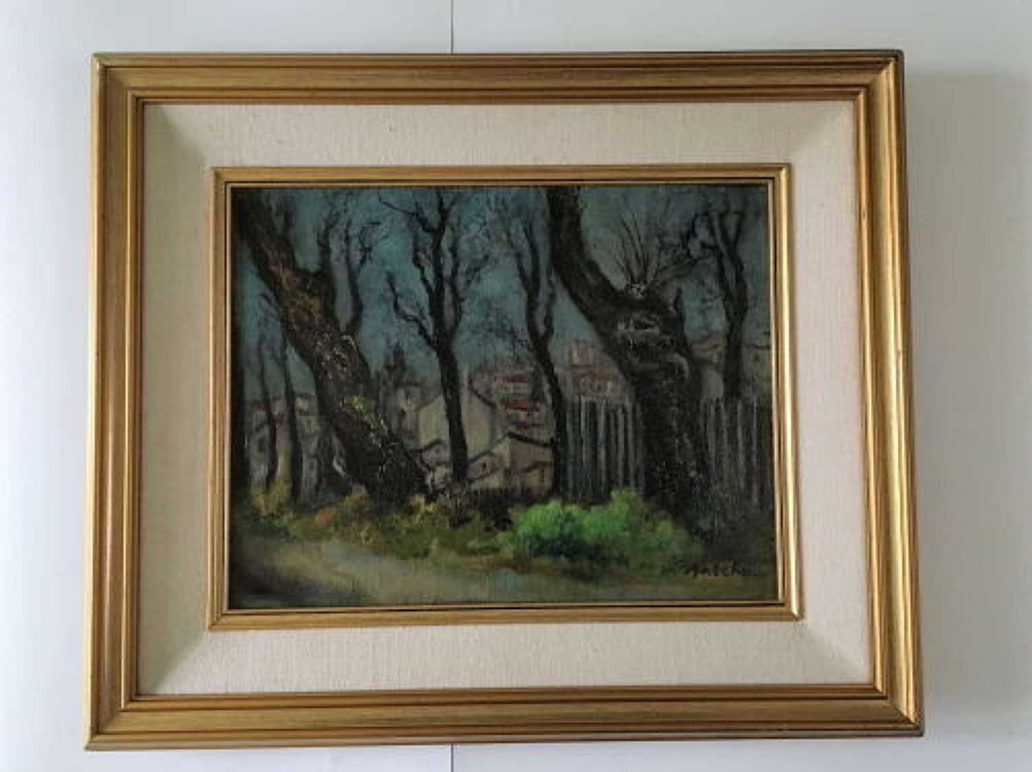 Isaac Antcher - Village View Through Trees - Oil On Canvas