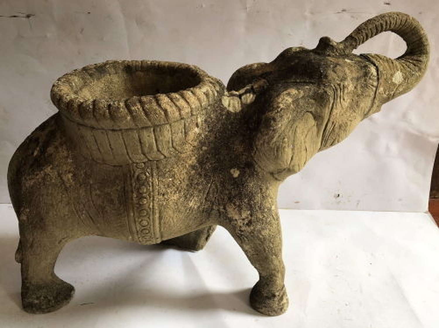 An Unusual Stone Elephant Plant Pot