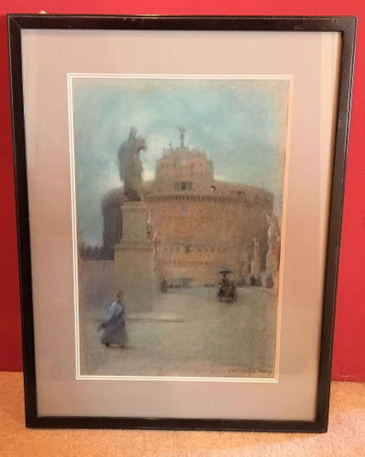 Gustavo Bacarisas - Pastel - Castel Sant Angelo - Signed %26 Dated
