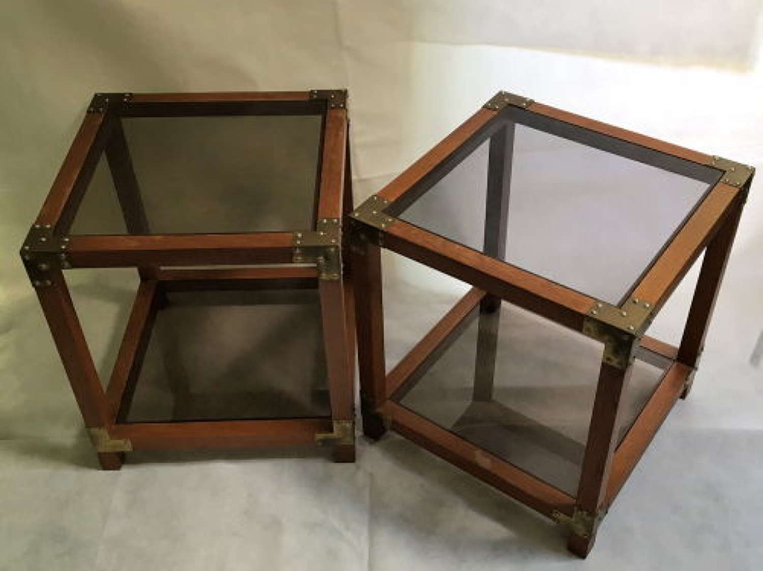 A Pair of Mahogany Glass Side/Bedside Tables