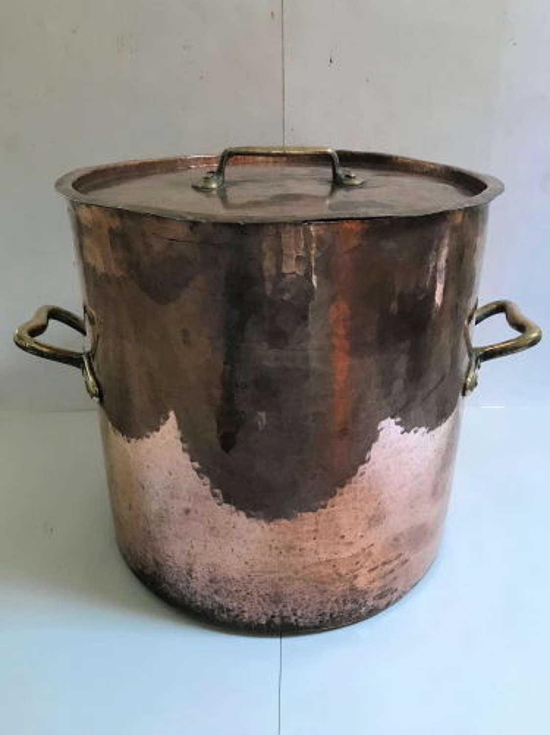 Superb Original Large Copper Bowl Ideal Log Basket with Top