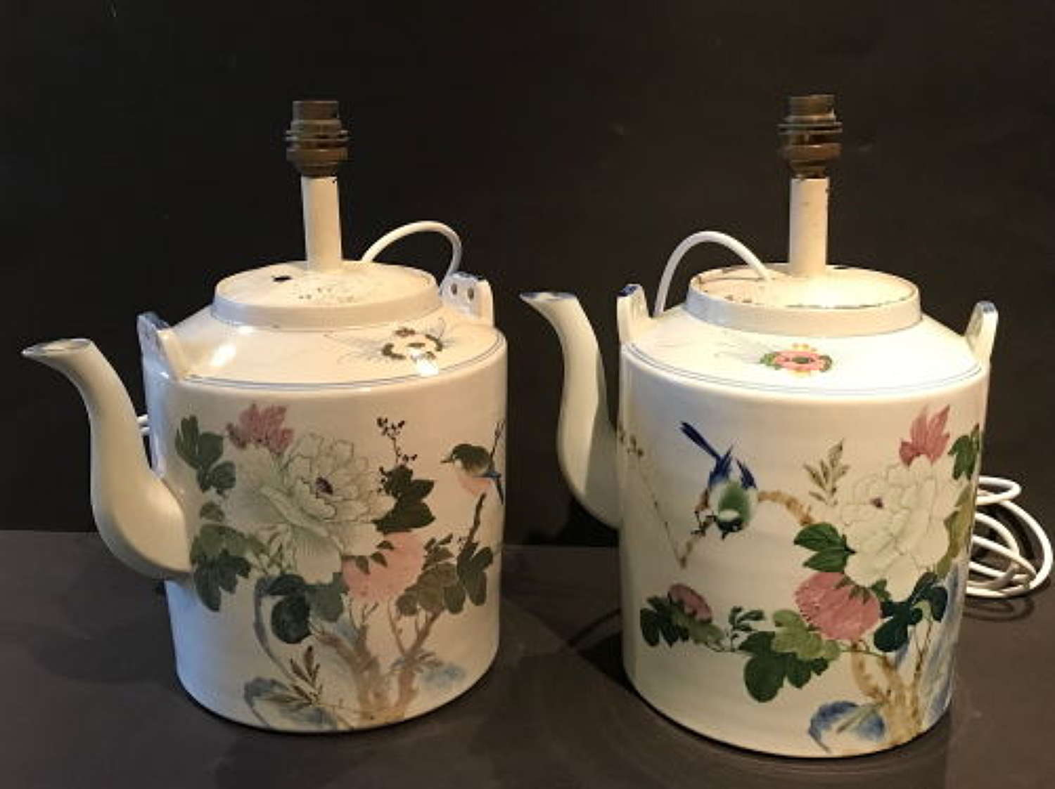 Pair of Chinese Ceramic Teapots as Lamps