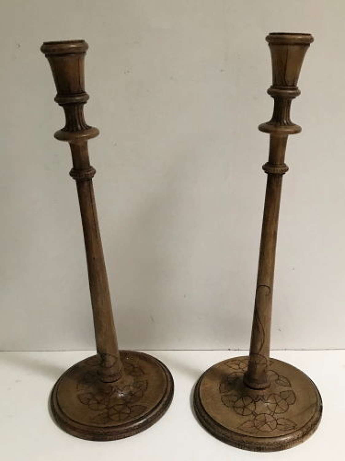 Pair of Wooden Candlesticks c.1920