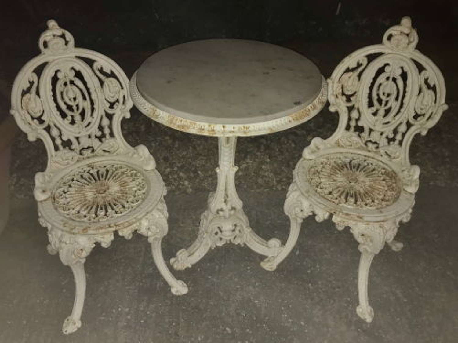 Pair of Victorian Garden Chairs %26 Table