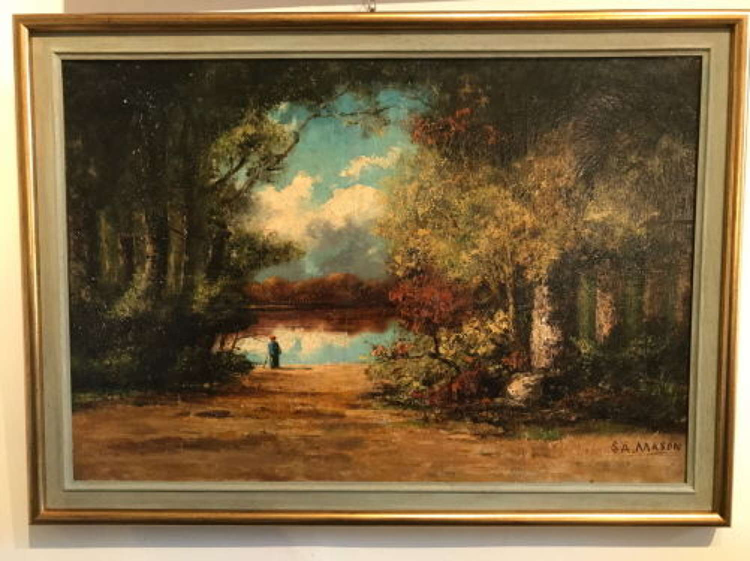 S a Mason  'the Lake' - Oil On Canvas C.1890