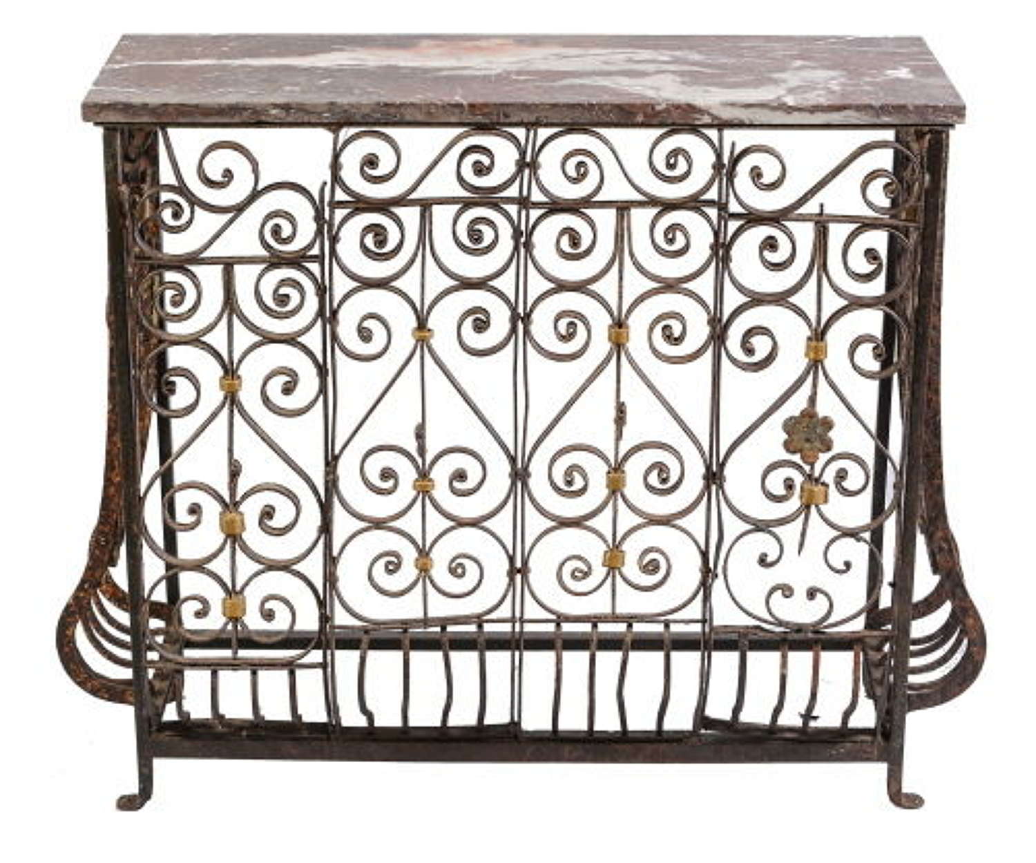 Wrought Iron %26 Parcel Gilt Console Table