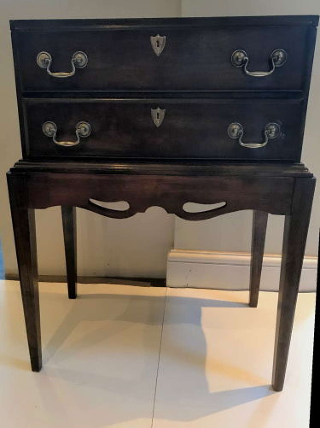 Mahogany Tray Table with Two Drawers Above