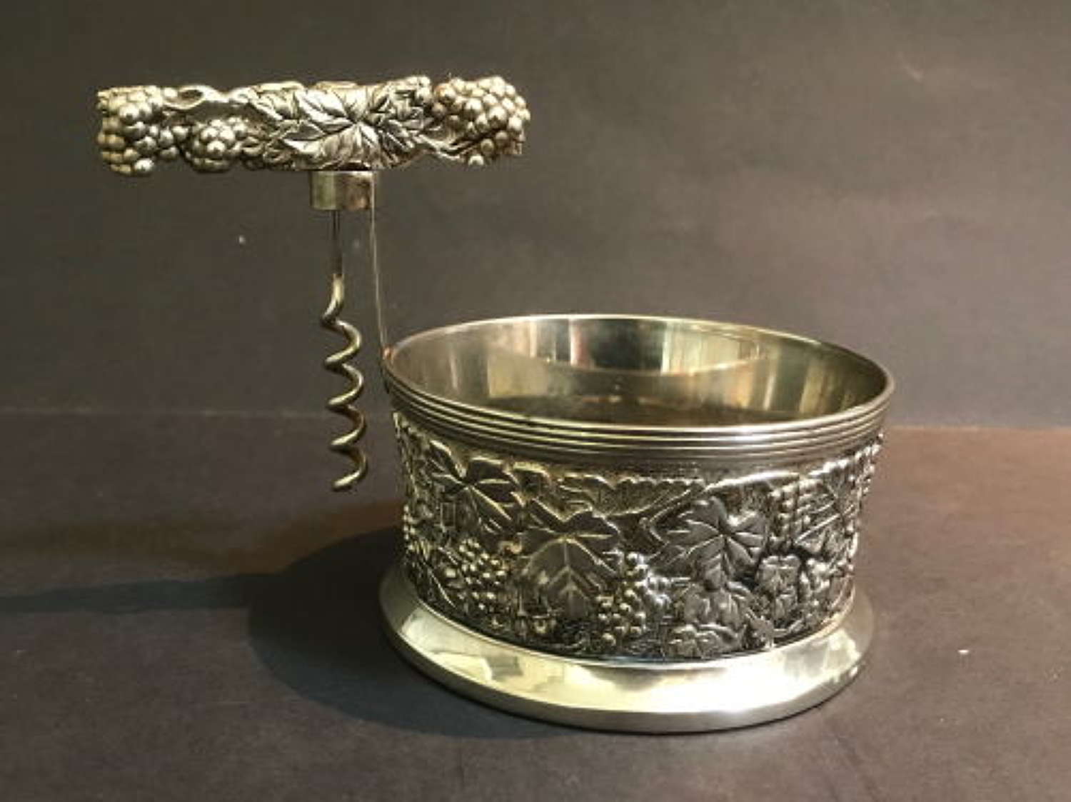 Silver Plated Wine Holder with Attached Corkscrew