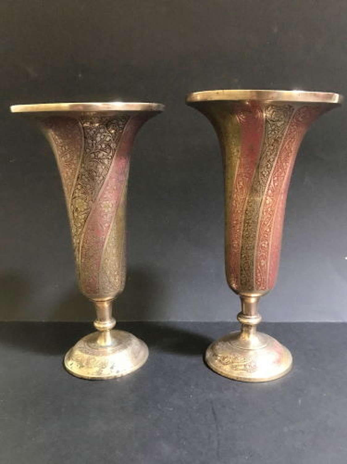 Pair of Eastern Bronze Coloured Vases